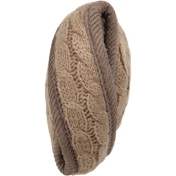 Unisex Khaki Warm Knit Cashmere Adjustable Wrap Outdoor Fur Earwarmer - Picture 3 of 6